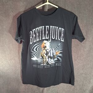 Beetlejuice "The Ghost With The Most" Black Silver Sparkle Graphic Tee VG XS